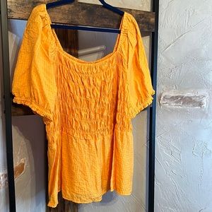 Lane Bryant bright orange seersucker top, size 22